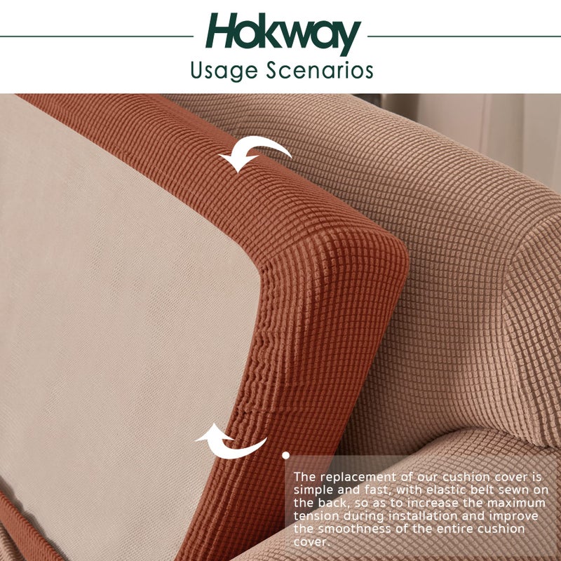 Hokway 2 Piece Couch Cushion Slipcovers Stretch Reversible Cushion Replacement Slipcovers Sofa Cushion Covers(Brick, 2) - Image 5
